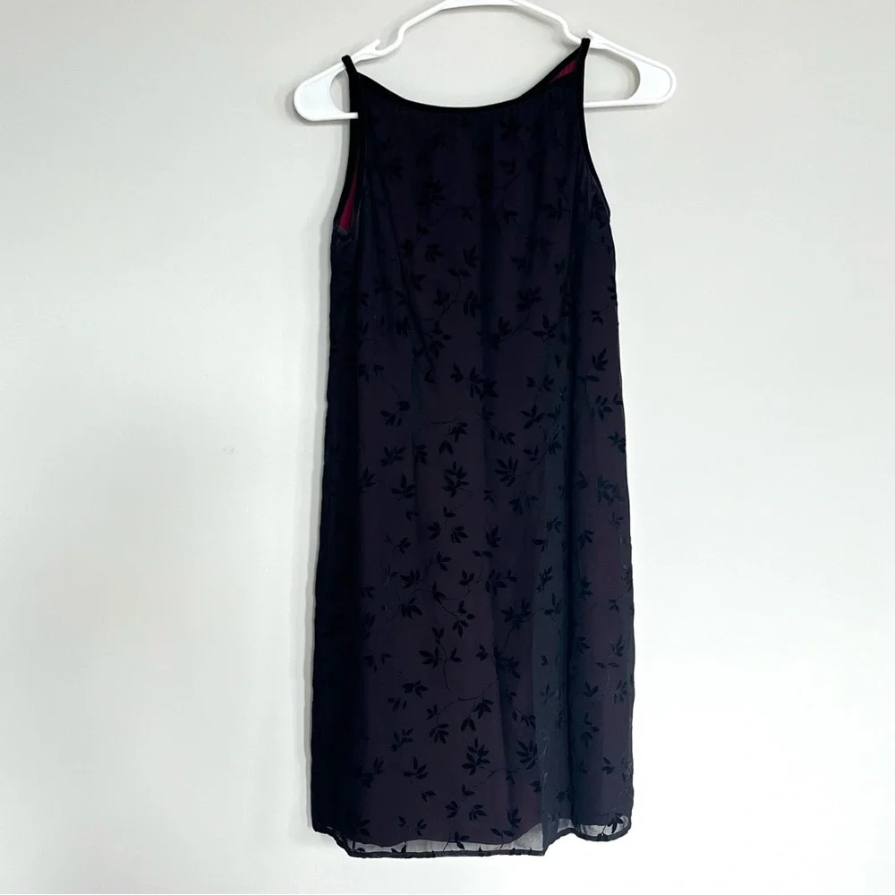 Harold's Black Vintage Sheath Velvet Slip Sheer Midi Dress - Picture 2 of 8